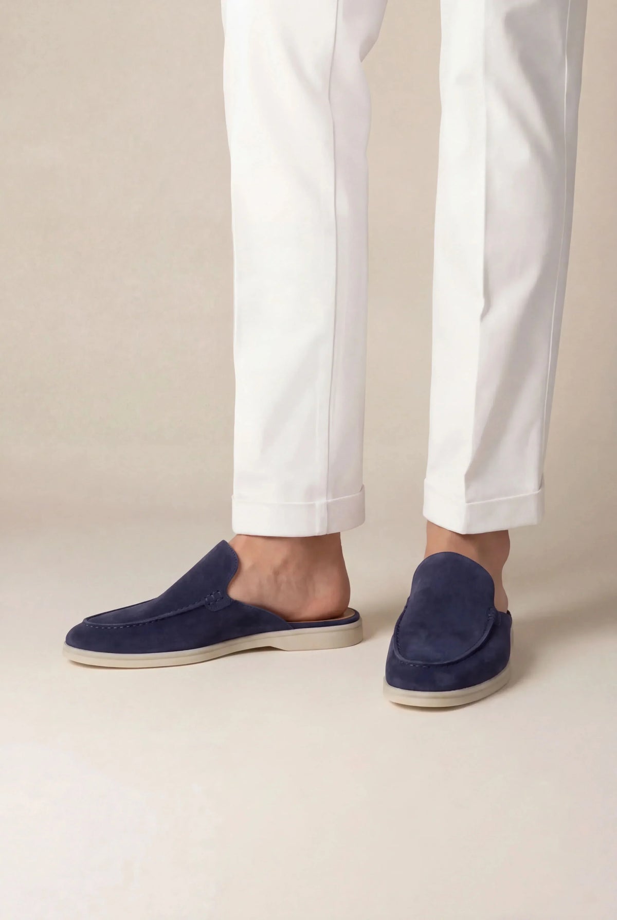 Navy Suède Mocasines