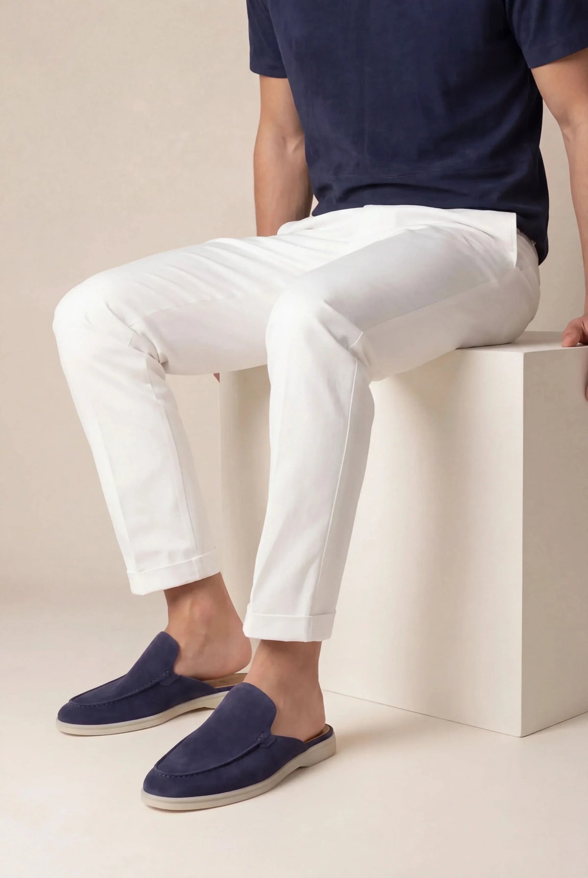 Navy Suède Mocasines
